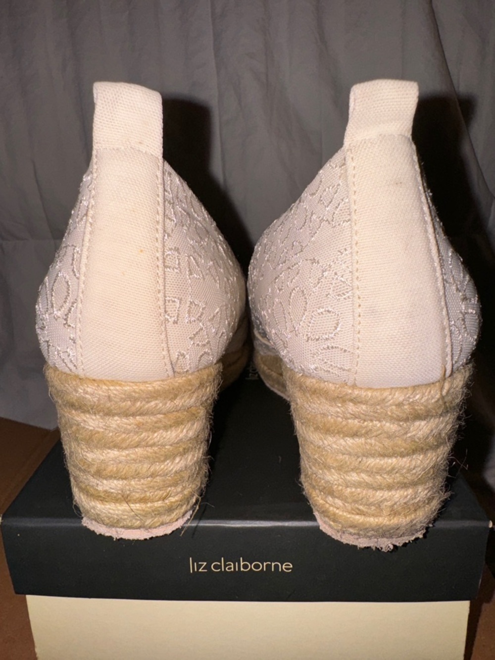 Vintage Liz Claiborne Lace Slip-on Espadrille Wedges - Picture 5 of 10